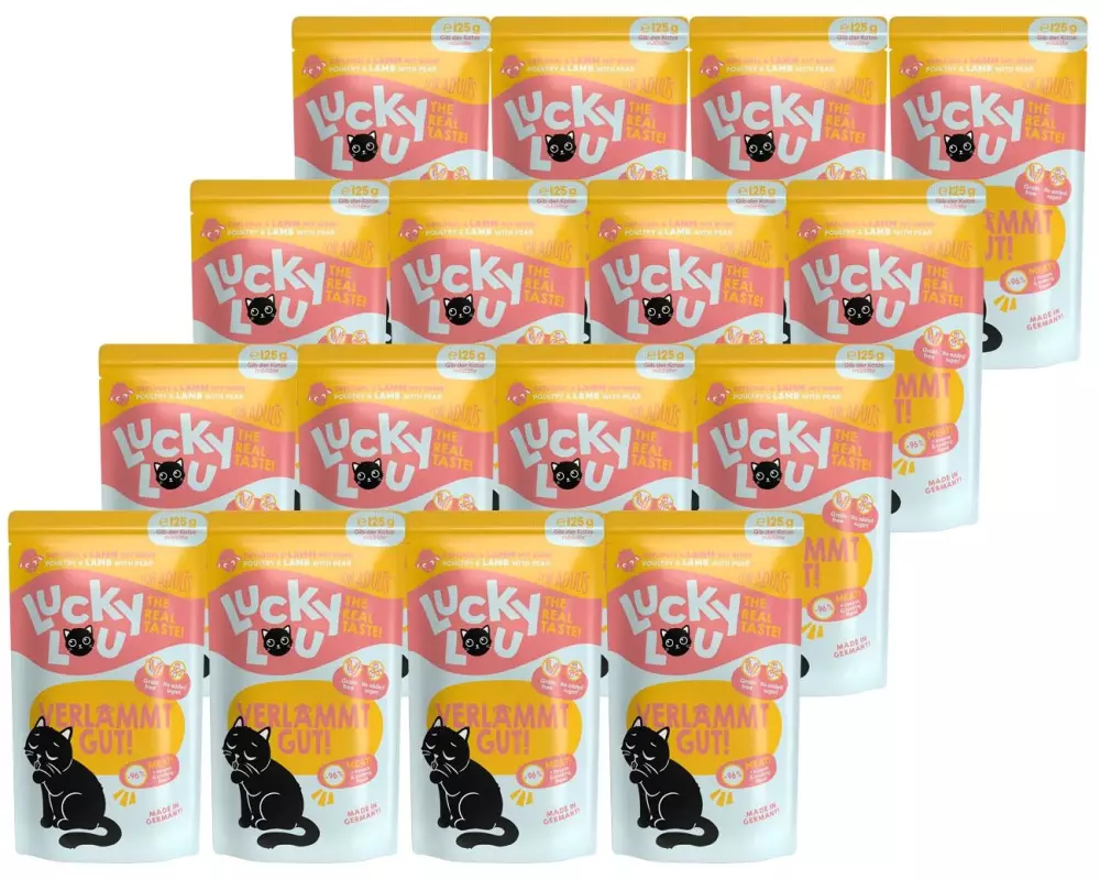 Lucky Lou Nassfutter Lifestage Adult Geflügel & Lamm, 16 x 125 g