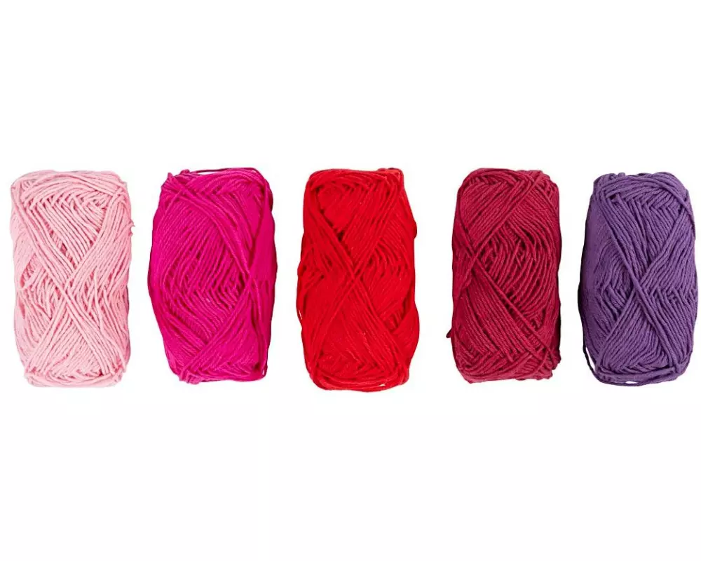 Creativ Company Baumwollgarn Nr. 8/4 5 x 50 Meter, Pinktöne, 5 x 20 g