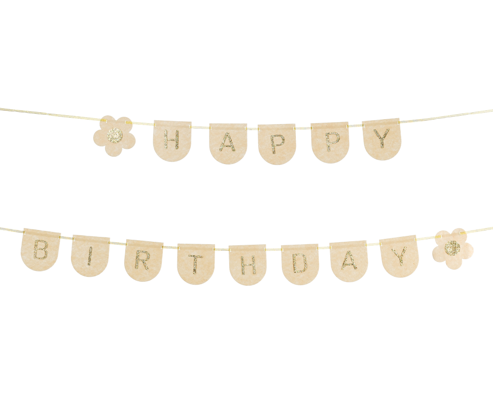 PARTYDECO Girlande Happy Birthday 3m GRLF3 Filz, rosa