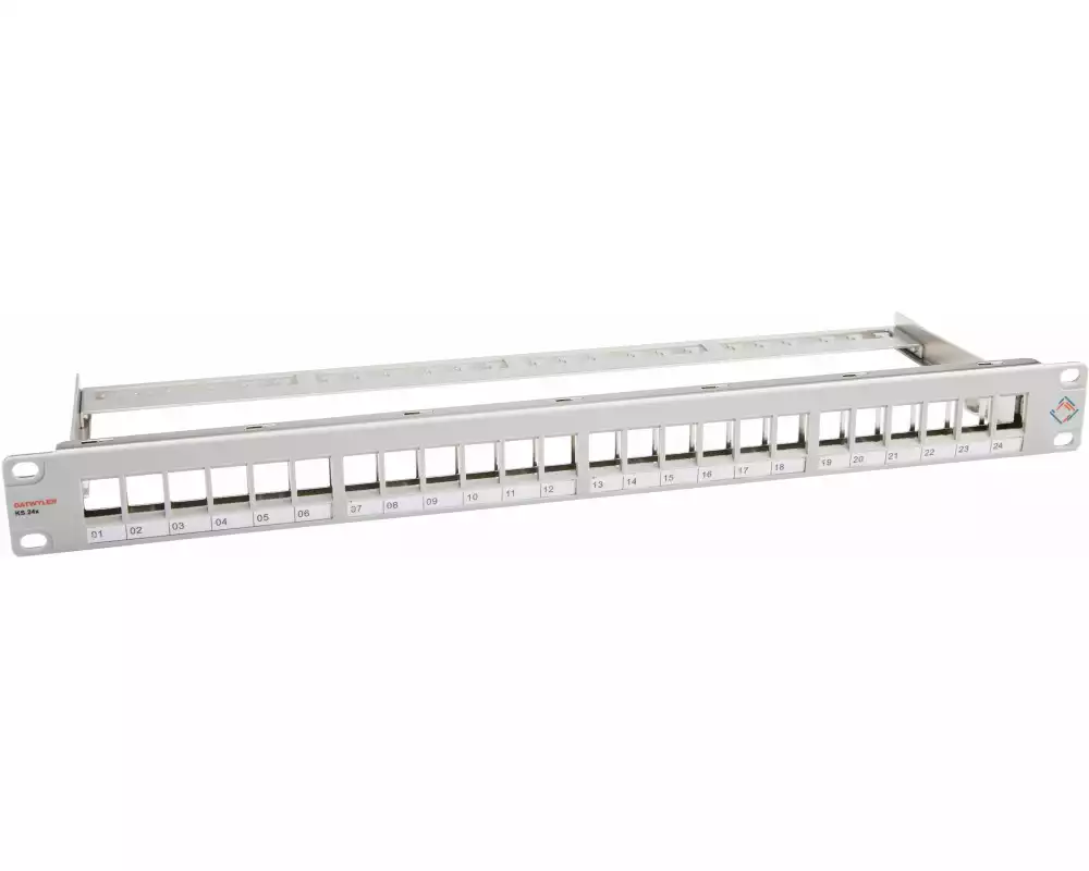 Dätwyler IT Infra Patchpanel KS 24x für 24x RJ45 Keystone 19" Rack grau