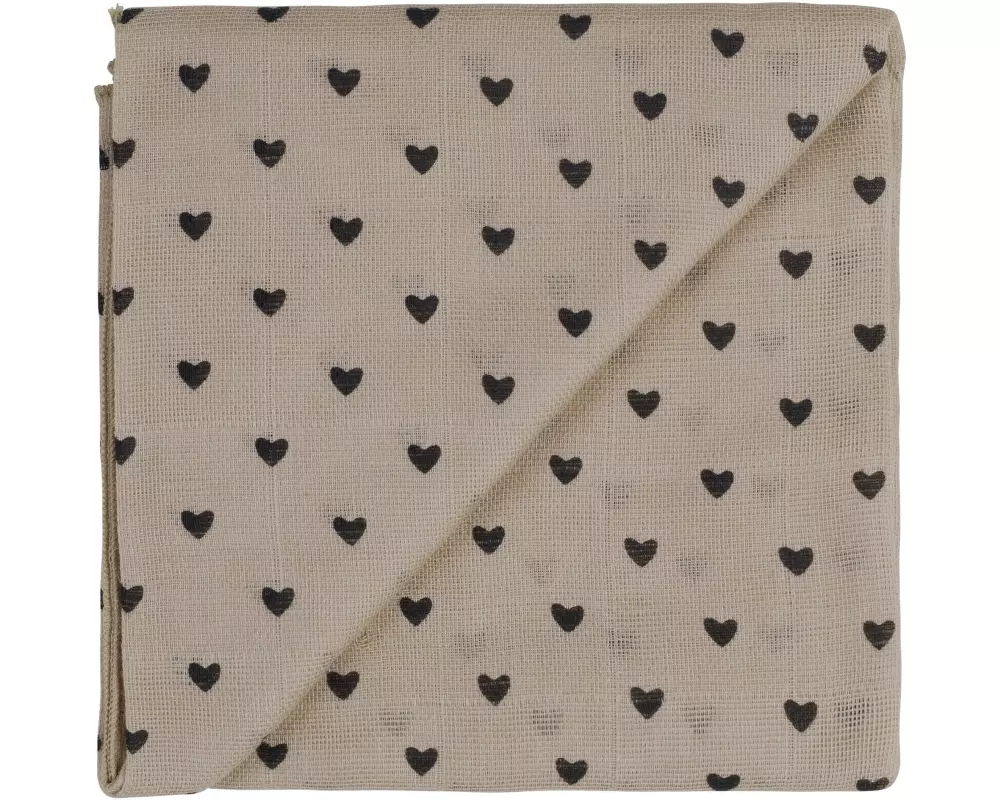ZEWI bébé-jou Mulltuch Herzen Sand 60 cm x 60 cm