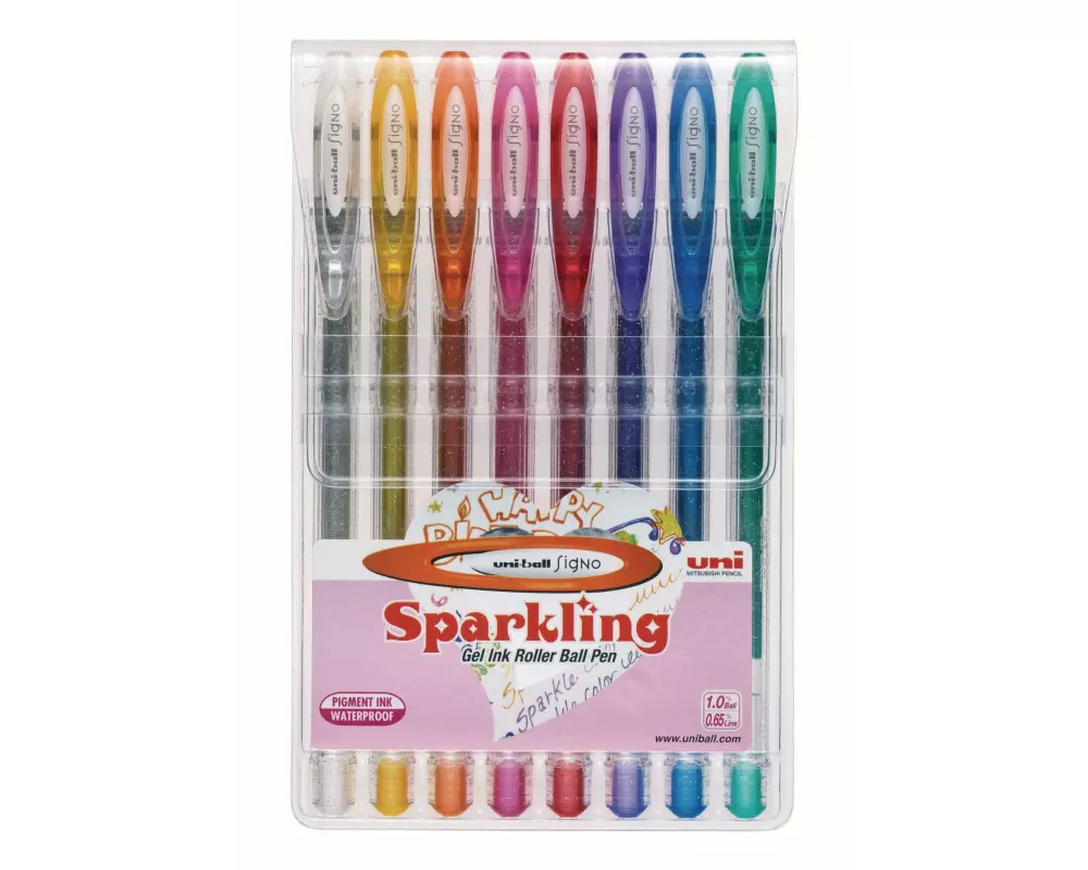 Uni Gelschreiber Uniball Signo Gel-Ink Sparkling 1 mm, 8 Stück