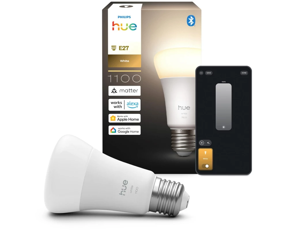 Philips Hue Leuchtmittel White E27 Einzelpack dimmbar 1100 lm