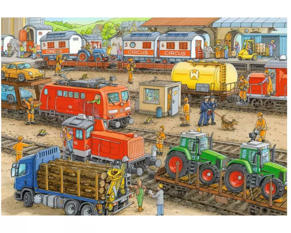 Ravensburger Puzzle Trubel am Bahnhof 2 x 24 Teile, mit Mini-Postern
