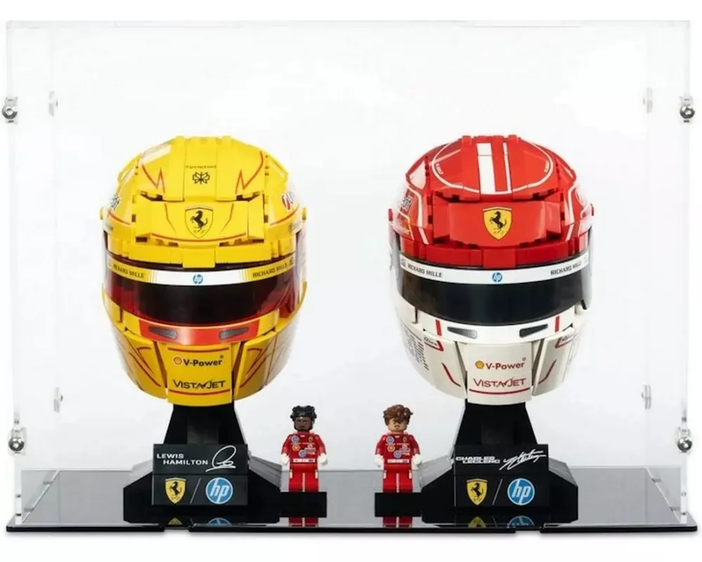 iDisplayit Acryl-Display für 2 x LEGO F1 Helme (Mit schwarzem Boden)