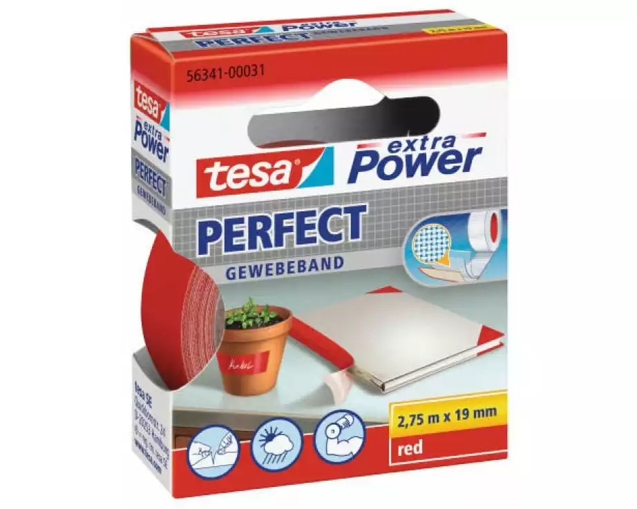 tesa Klebeband extra Power Perfect 19 mm x 2.75 m, Rot