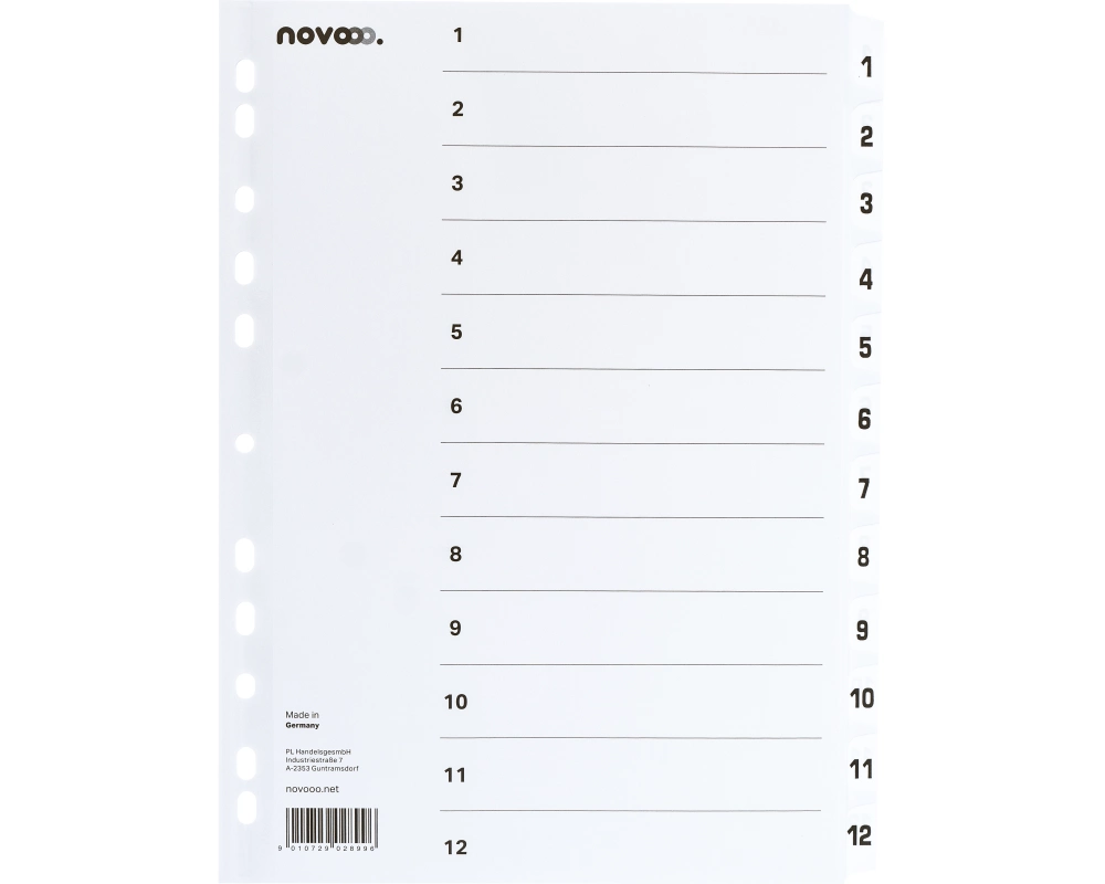 NOVOOO Kartonregister weiss A4 40622 1-12