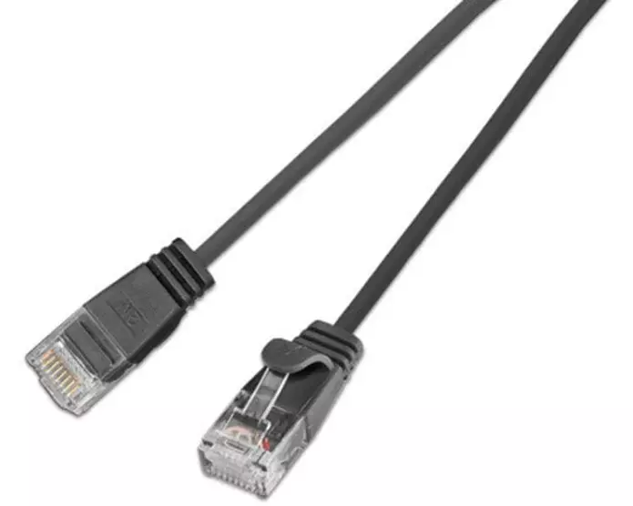 SLIM Slimpatchkabel RJ-45 - RJ-45, Cat 6, UTP, 0.5 m, Schwarz