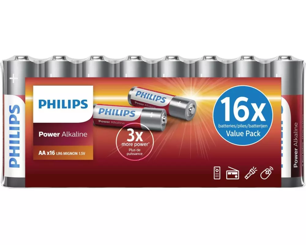 Philips Batterie Power Alkaline AA , 16 Stück
