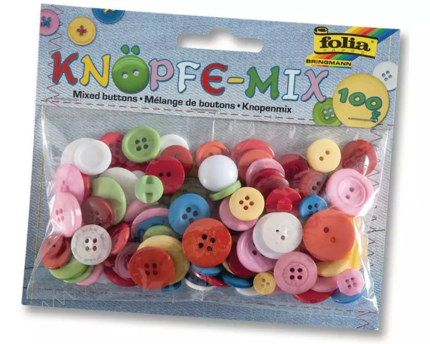 Folia Knöpfe-Mix Ton in Ton, Mehrfarbig