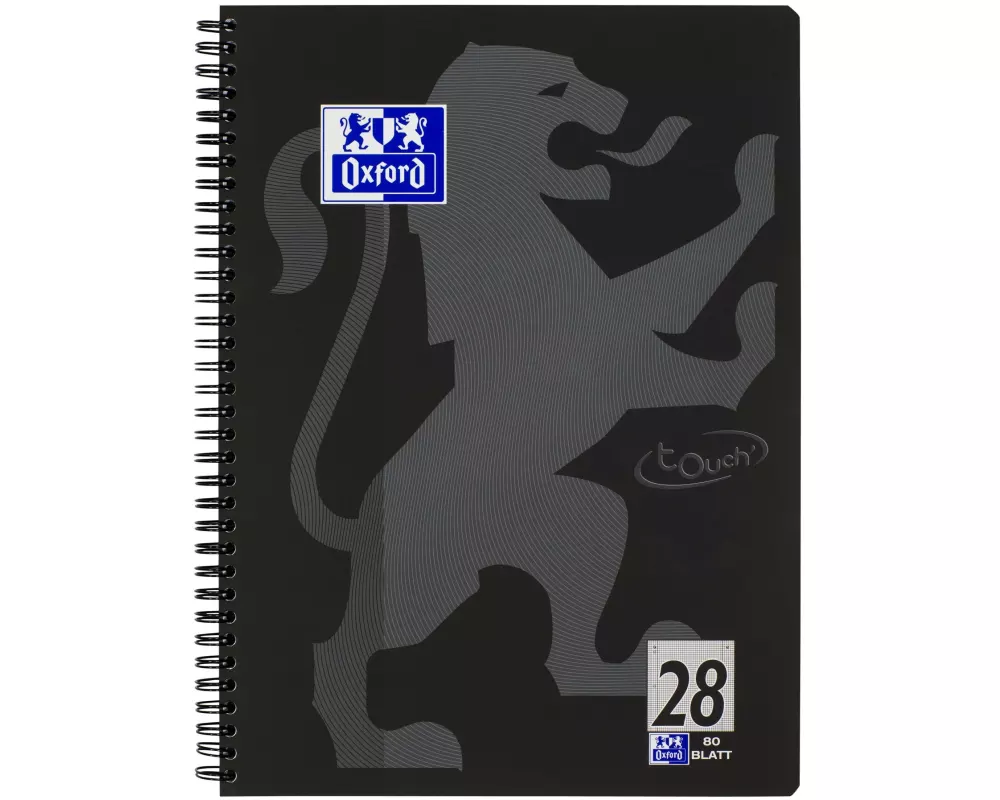 Oxford Notizheft Touch Collegeblock L28, A4 +, Kariert, Schwarz