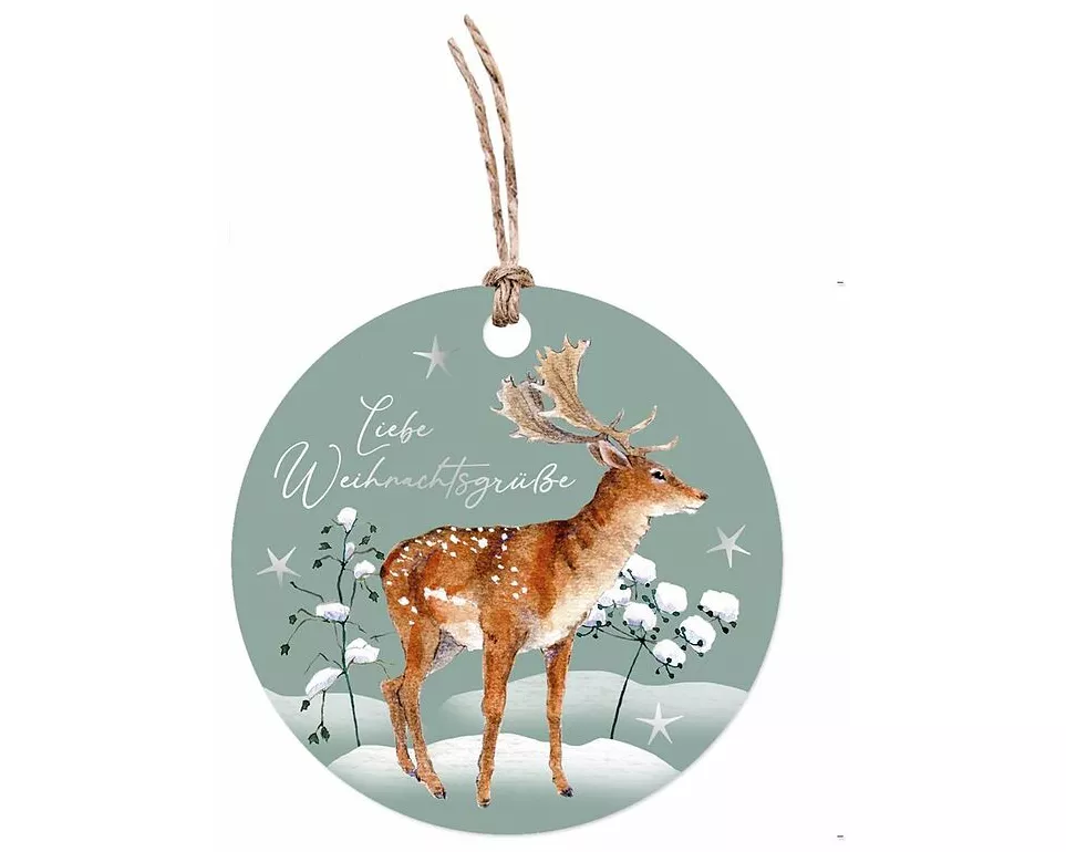 Geschenkanhänger. Winternacht Hirsch