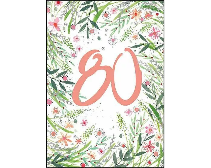 Doppelkarte / 80. Geburtstag (Blumen)