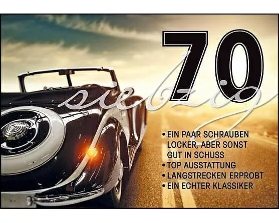 Doppelkarte / 70. Geburtstag (Auto)