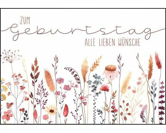 Doppelkarte. Zum Geburtstag (Herbstliche Gräser)