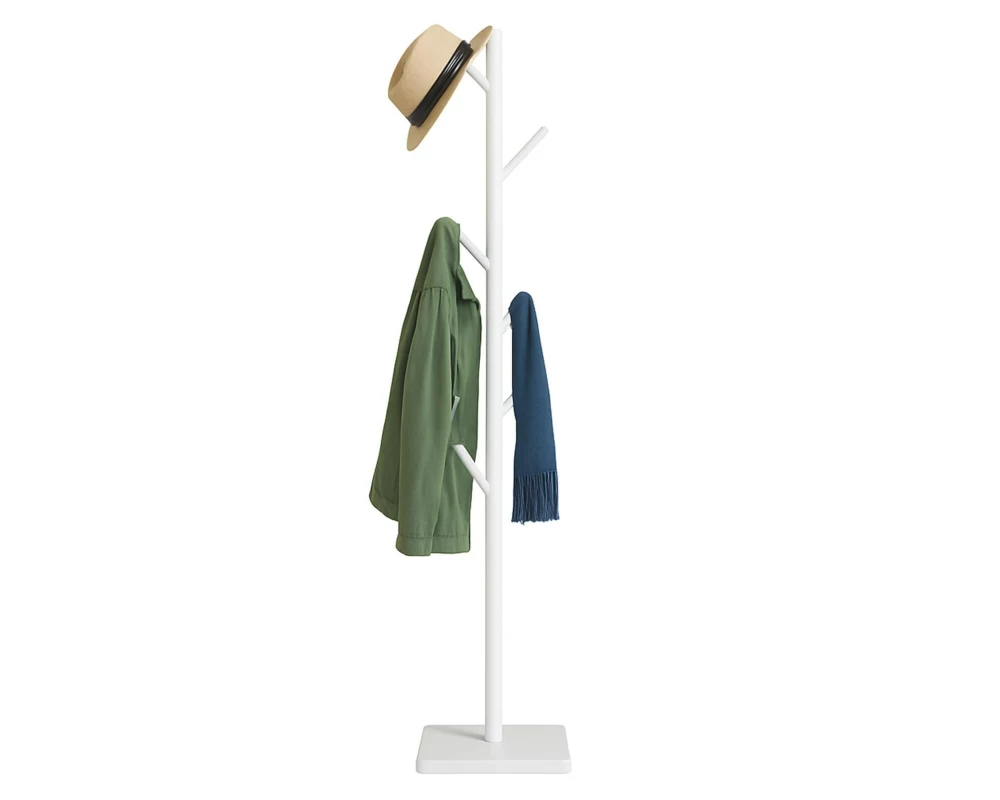 relaxdays Garderobenständer Bambus Weiss