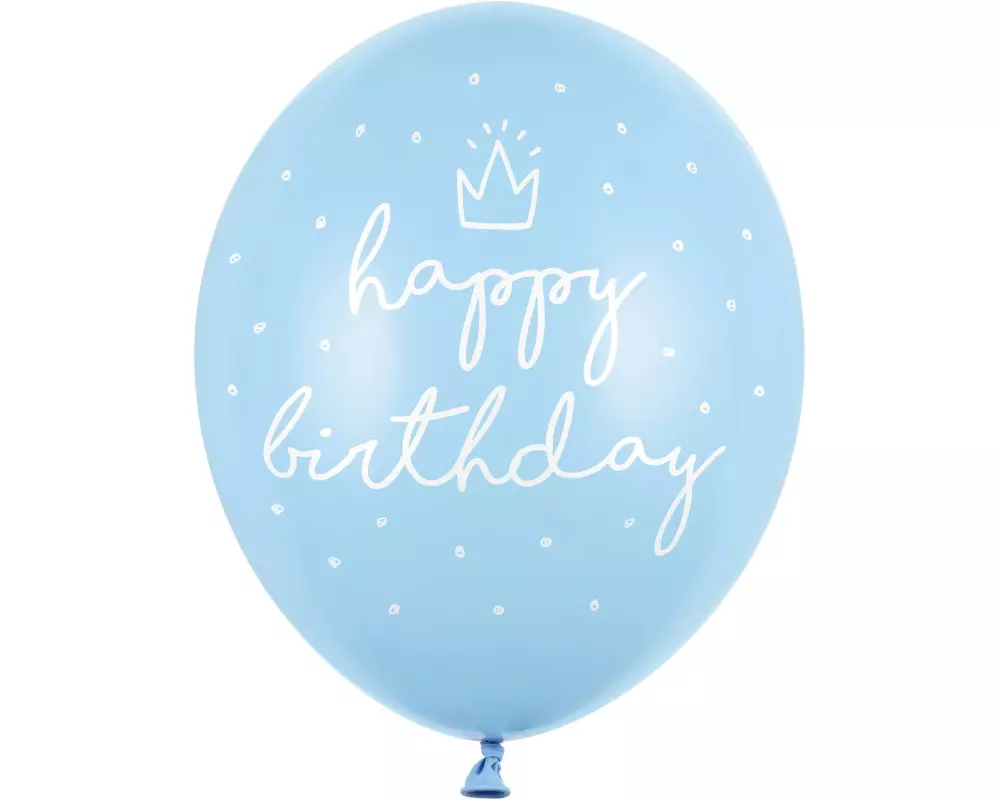 Partydeco Luftballon Happy Birthday Pastellblau Ø 30 cm, 6 Stück