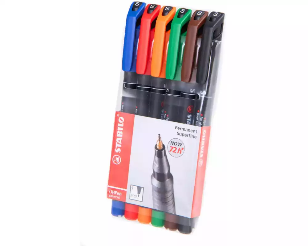 STABILO Folienstift OHPen universal S permanent 6 Stück, Mehrfahrbig