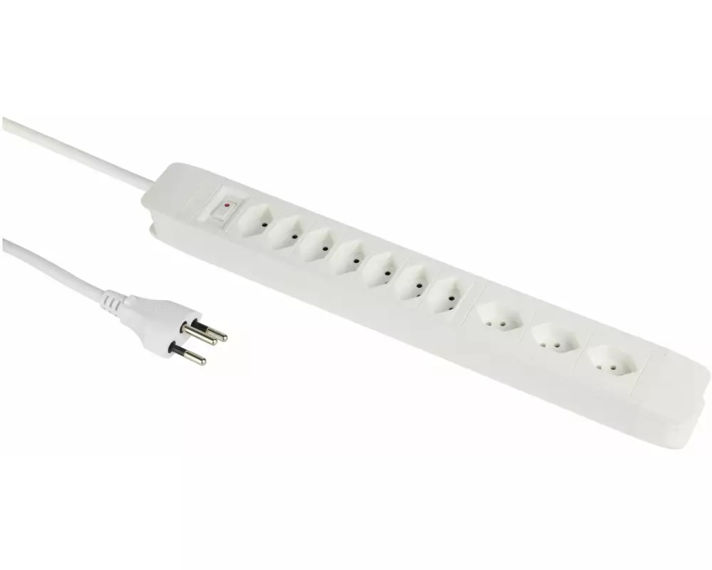 Schönenberger Steckdosenleiste 3 x horizontal / 7 x vertikal 5 m, Weiss