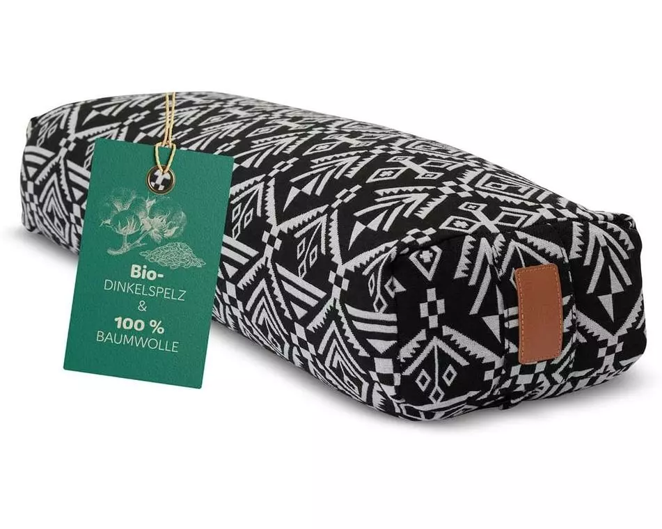 DoYourYoga Yoga-Bolster Paravati Bio-Dinkelspelz, Schwarz/Weiss