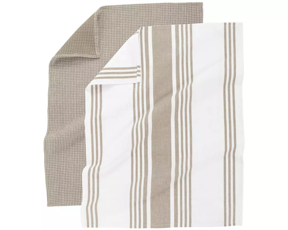 Tiseco Geschirrtuch Combo 4er Set, Weiss/Taupe