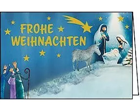 Doppelkarte. Midi - Frohe Weihnachten (An der Krippe)