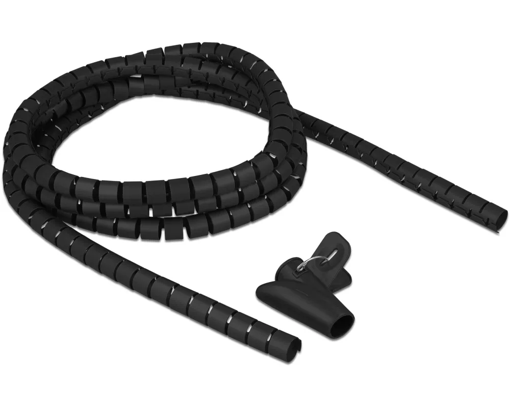 Delock Spiroschlauch mit Einziehwerkzeug, 2.5 m x 15 mm Schwarz