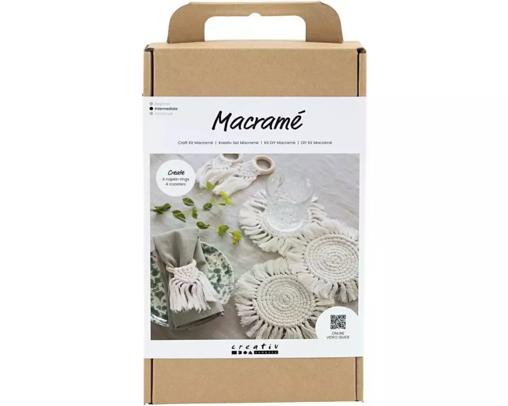 Creativ Company Bastelset Macramé Tischdeko Creme