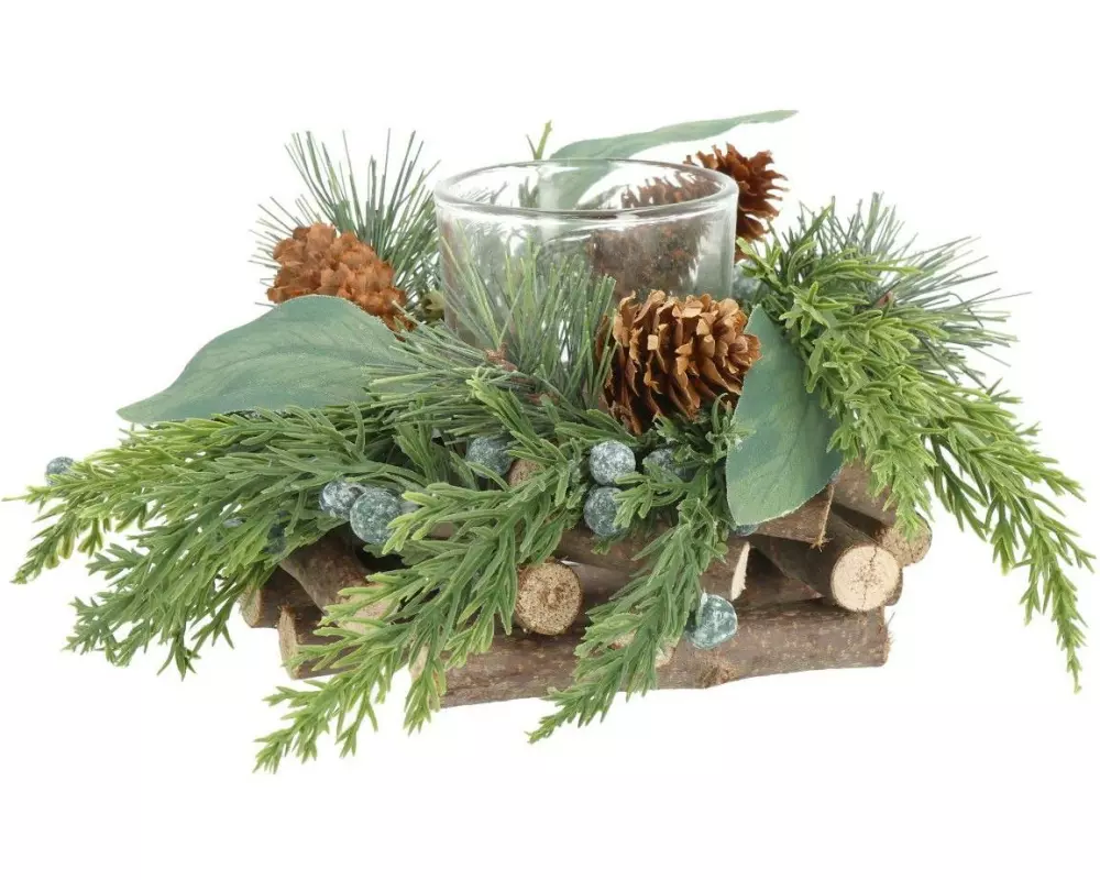 G. Wurm Windlicht Weihnachtskranz 18 x 9 x 18 cm