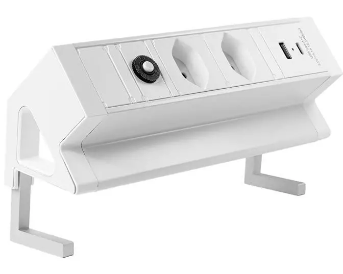 STEFFEN Tischsteckdosenleiste ALU DESK 2x T13, USB-A+C, Weiss