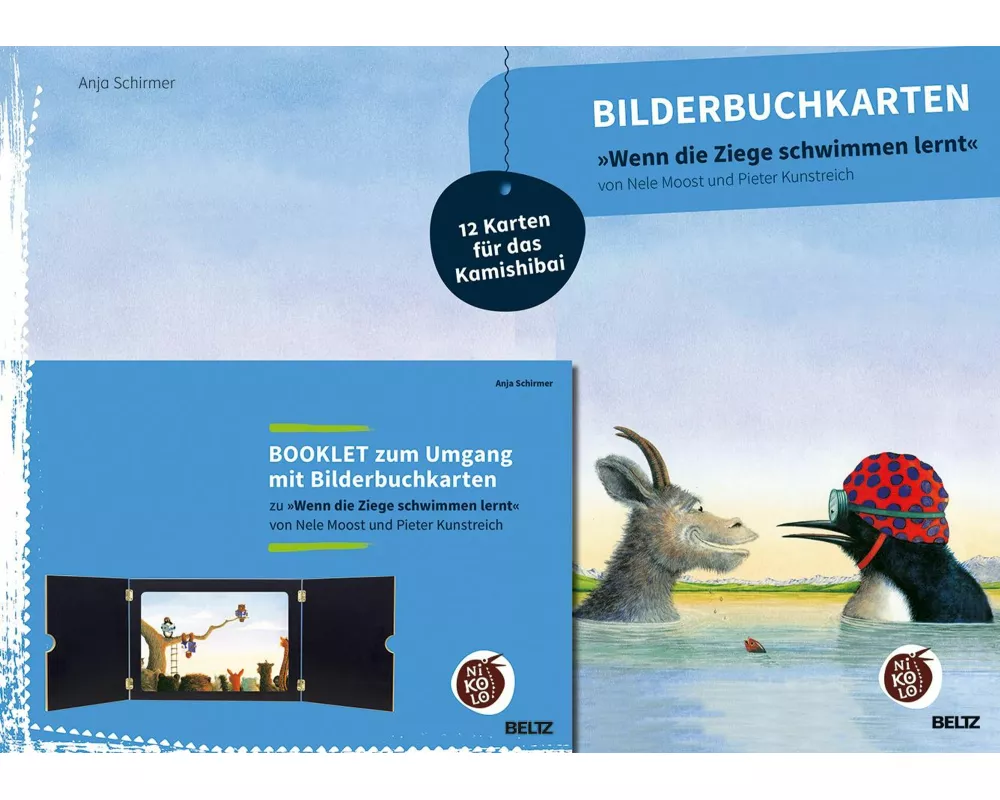Bilderbuchkarten »Wenn die Ziege schwimmen lernt« von Neele Moost und Pieter Kunstreich