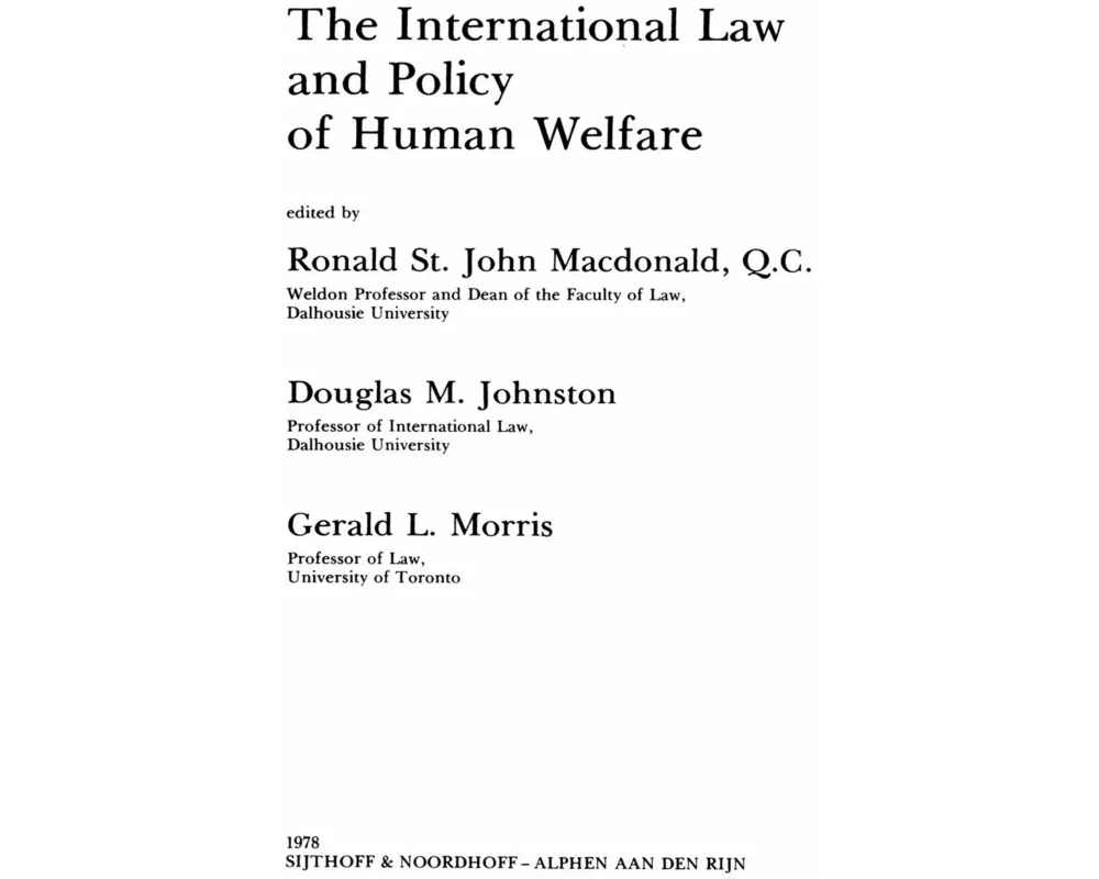 The International Law & Policy Of Human Welfare