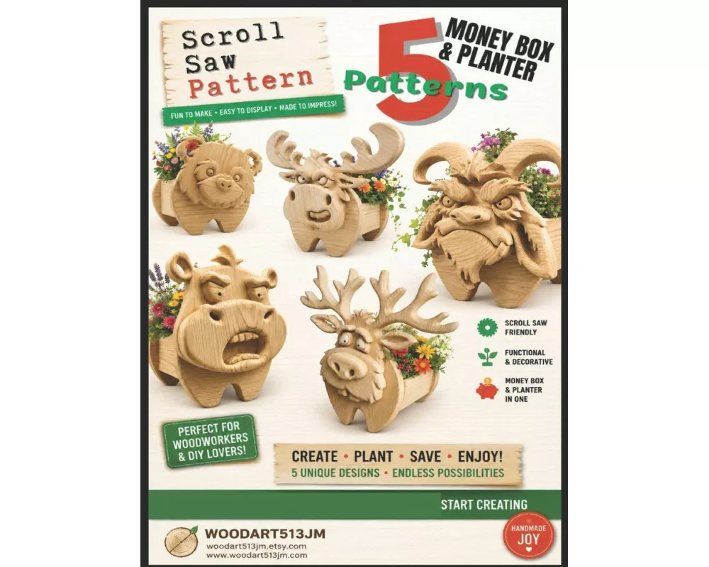 5 Scroll Saw Money Box & Planter Patterns