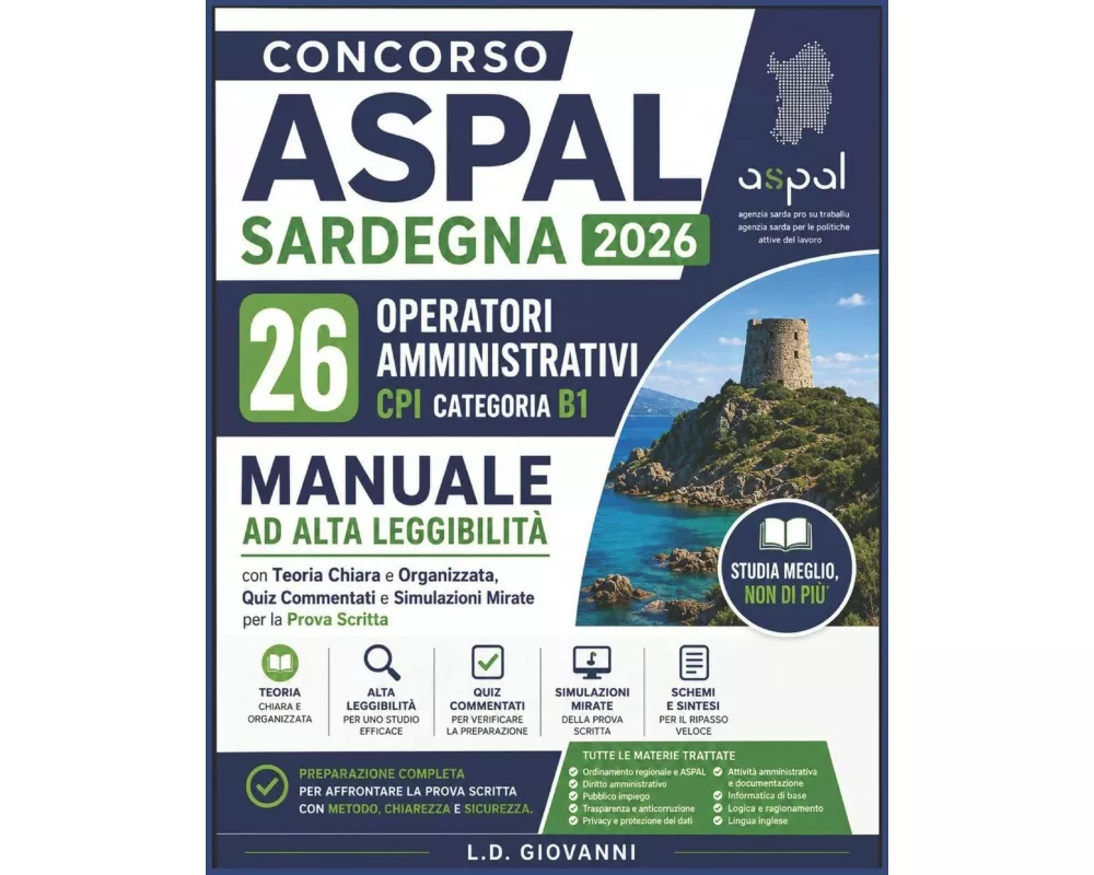 Concorso ASPAL Sardegna 2026 - 26 Operatori Amministrativi CPI Categoria B1