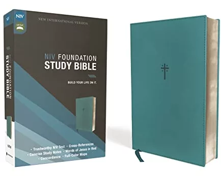 NIV, Foundation Study Bible, Leathersoft, Teal, Red Letter