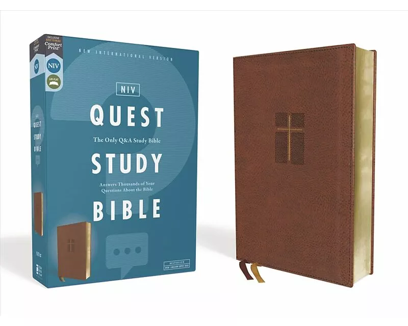 NIV, Quest Study Bible, Leathersoft, Brown, Comfort Print