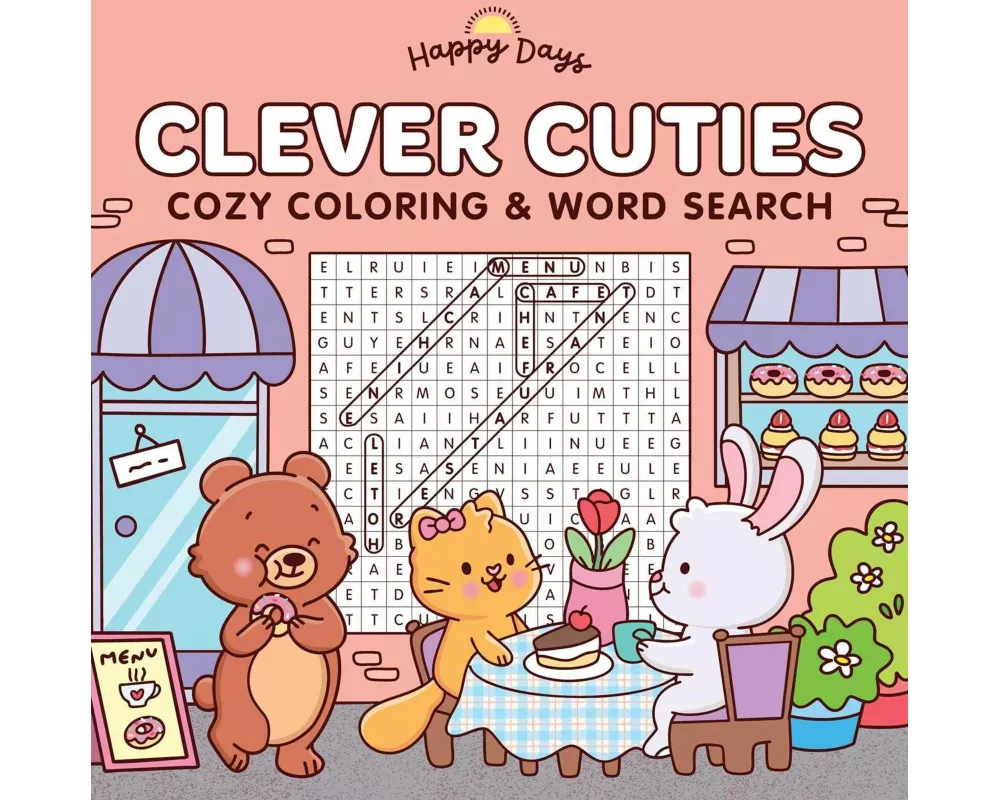 Clever Cuties: Cozy Coloring & Word Search Book