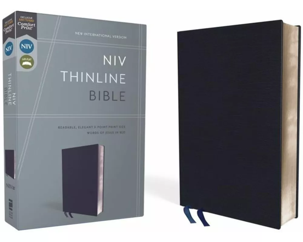 NIV, Thinline Bible, Bonded Leather, Navy, Red Letter, Comfort Print