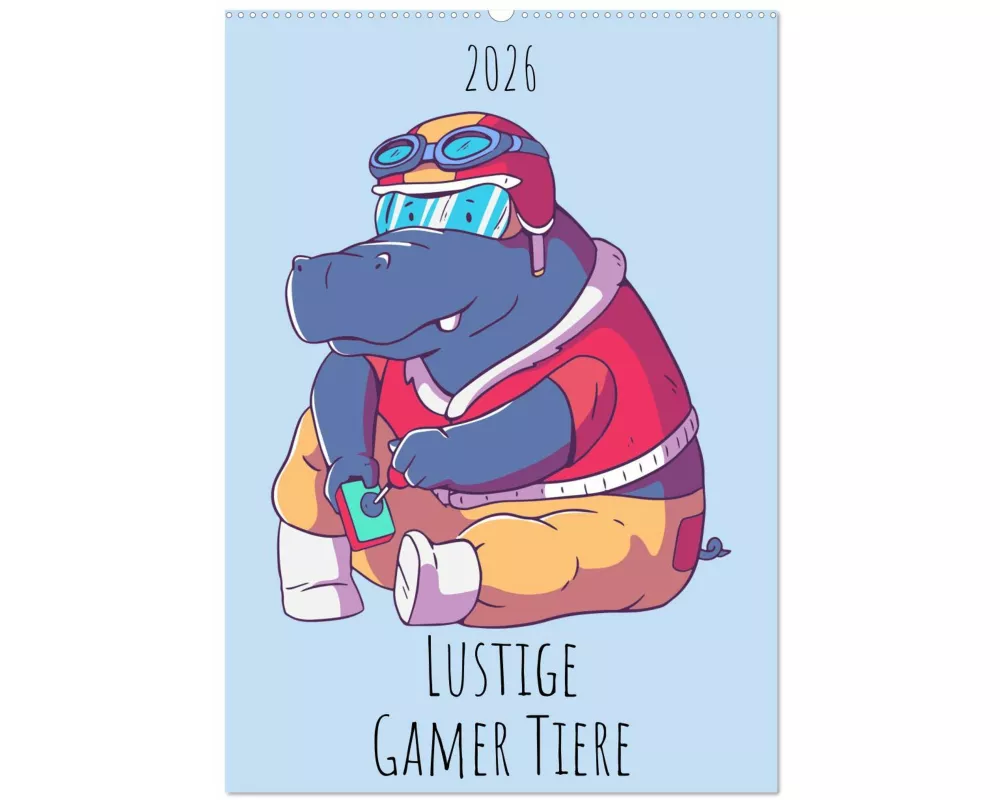 Lustige Gamer Tiere (Wandkalender 2026 DIN A2 hoch), CALVENDO Monatskalender
