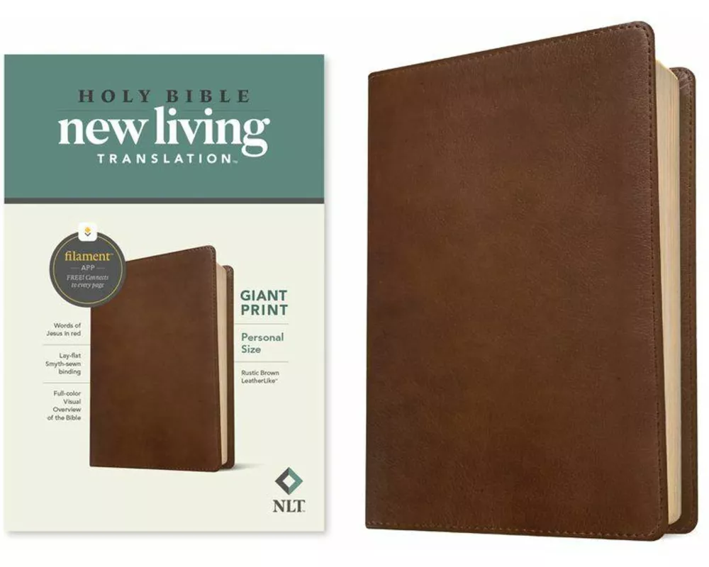 NLT Personal Size Giant Print Bible, Filament Enabled Edition (Red Letter, Leatherlike, Rustic Brown)