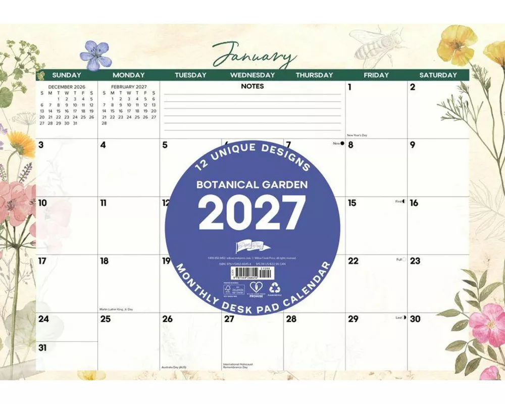 Botanical Garden 2027 Monthly Deskpad