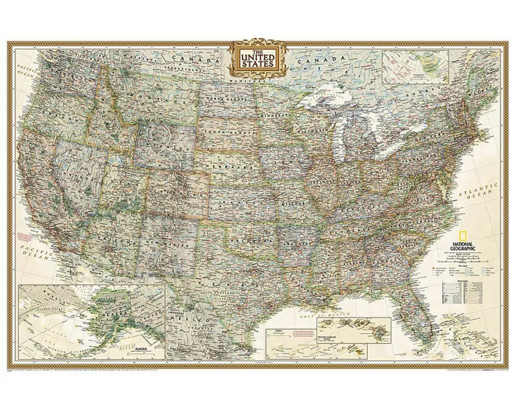 National Geographic United States Wall Map - Executive (Poster Size: 36 X 24 In)
