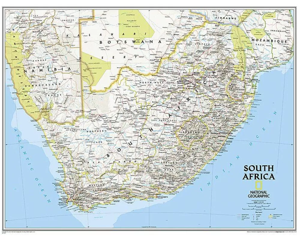 National Geographic South Africa Wall Map - Classic (30.25 X 23.5 In)