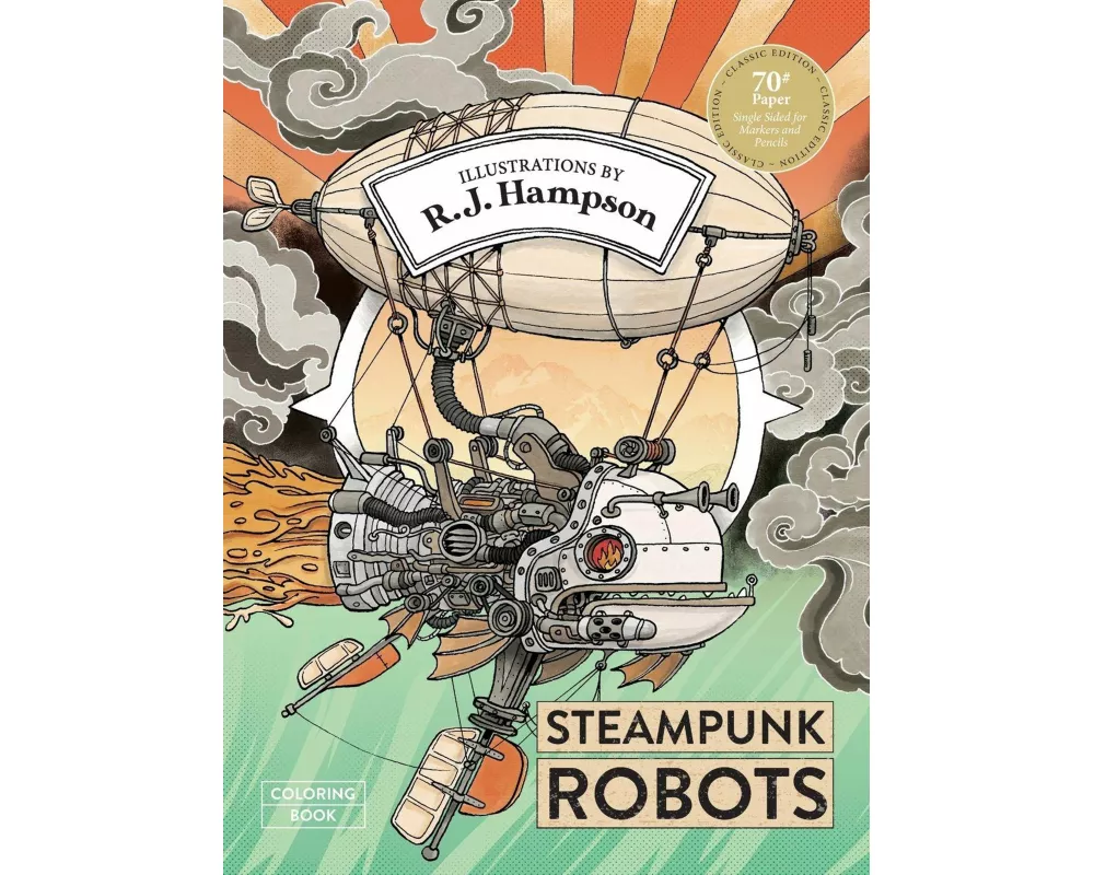 Steampunk Robots Coloring Book