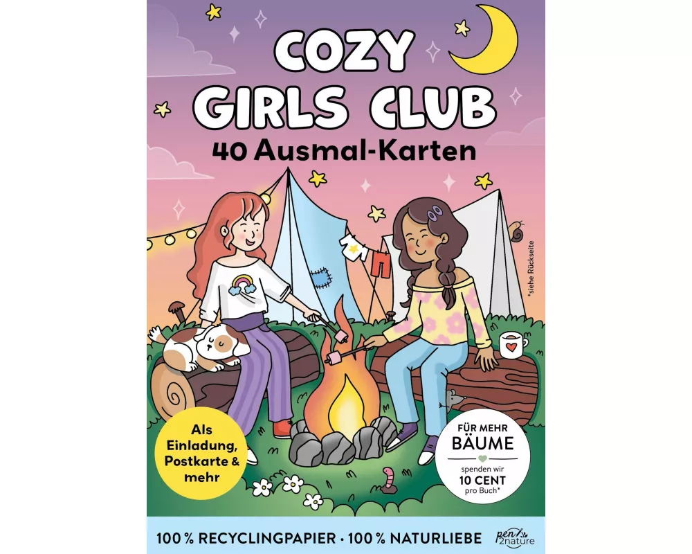 Cozy Girls Club: 40 hochwertige Karten | Entspannt Ausmalen, Gestalten, Verschenken oder Behalten