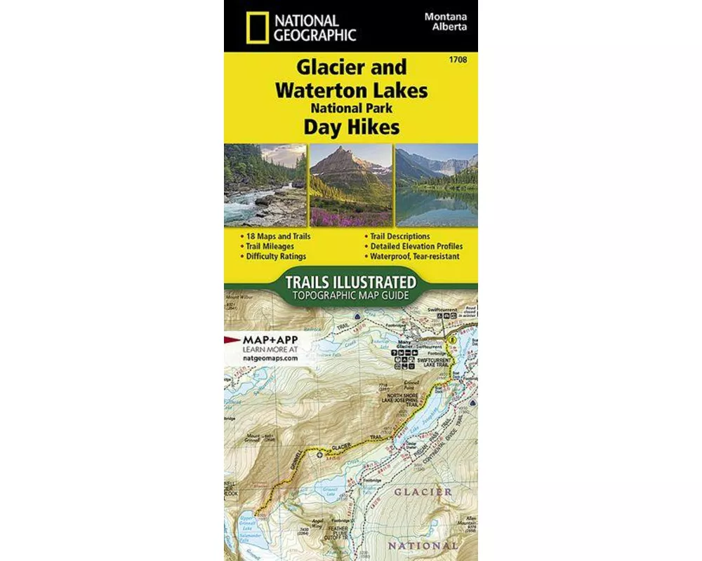 Glacier and Waterton Lakes National Parks Day Hikes Map
