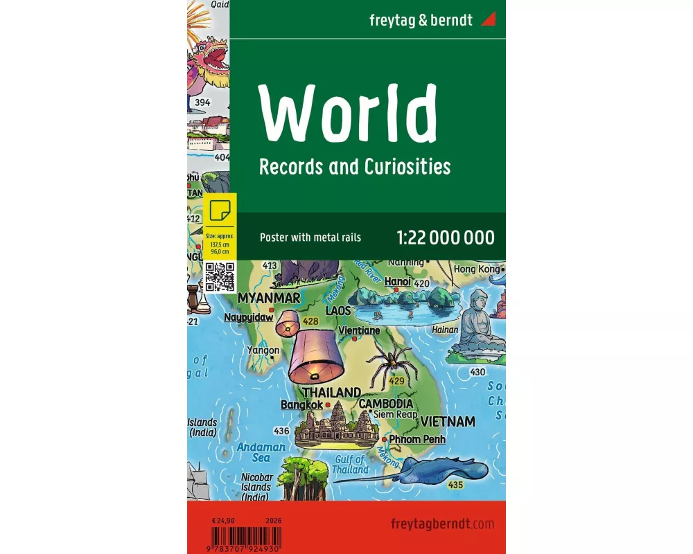 freytag & berndt Poster World map for Children, english, with metal ledges 1:22 Mio