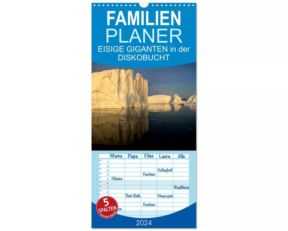 Familienplaner 2026 - EISIGE GIGANTEN in der DISKOBUCHT mit 5 Spalten (Wandkalender, 21 x 45 cm) CALVENDO
