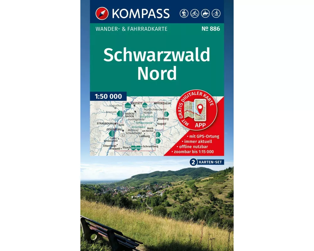 KOMPASS Wanderkarten-Set 886 Schwarzwald Nord (2 Karten) 1:50.000