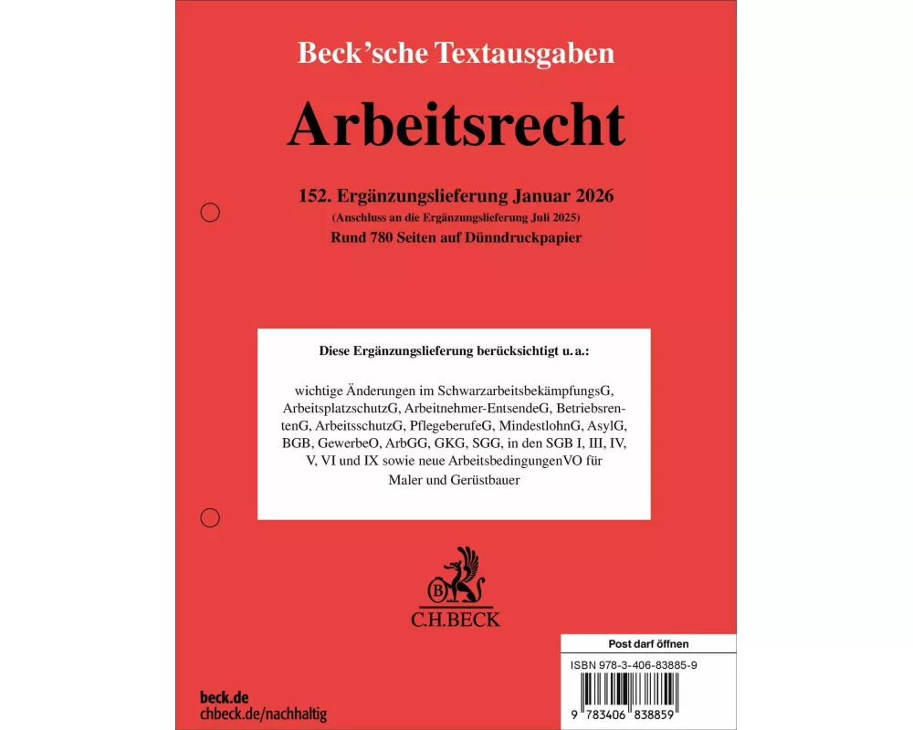 Arbeitsrecht 152. Ergänzungslieferung